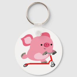 Cute Scooter-Riding Tecknad Gris Nyckelring