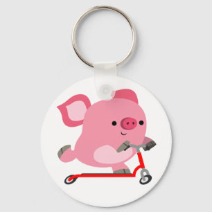 Cute Scooter-Riding Tecknad Gris Nyckelring