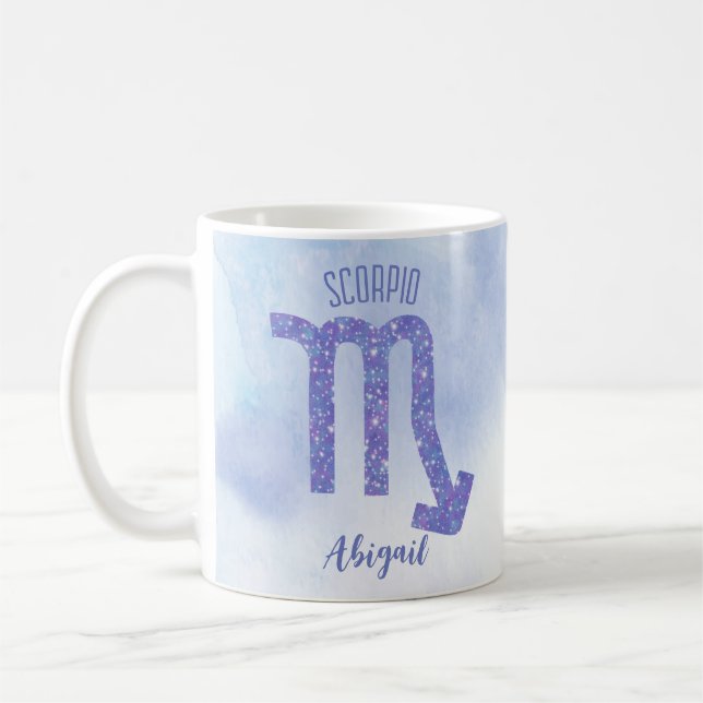 Cute Scorpio Astrology-Lila för Anpassningsbar Kaffemugg (Vänster)