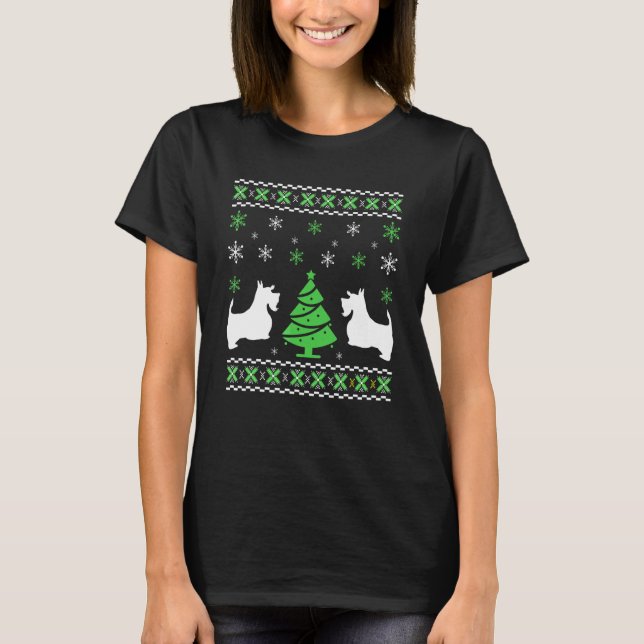 Cute Scottie Christmas Sweater For Dog  Christmas T Shirt (Framsida)