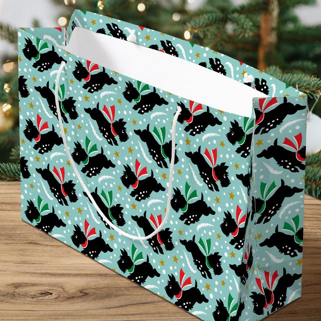Cute Scottie Hund Roligt Snö Retro Mönster Mint (Skapare uppladdad)