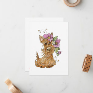 Cute Scottie hund, Scottie hund, Scottie Note Card Anteckningskort
