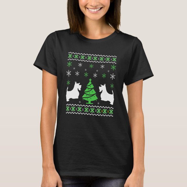 Cute Scottie julsötare för Hund jul T Shirt (Framsida)