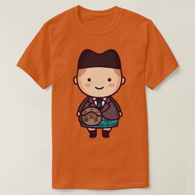 Cute Scottish Boy med Kilt T Shirt (Design framsida)