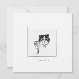 Cute Scottish Fold Cat Charcol Teckning Note Card Anteckningskort