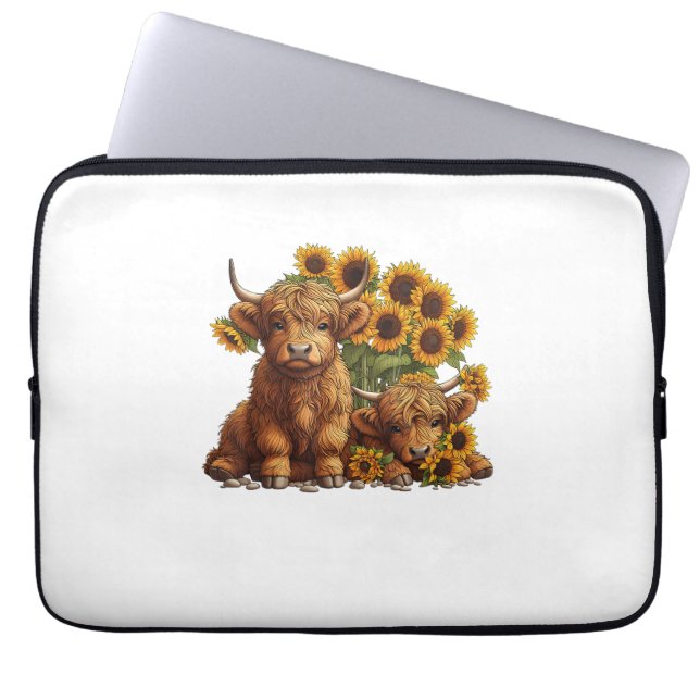 Cute Scottish Highland Cow Solros Mors dag F Laptop Fodral (Framsidan)