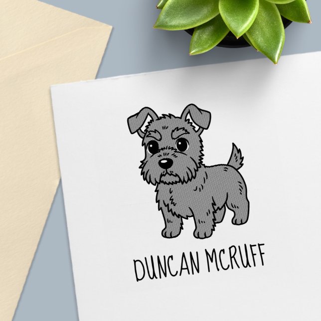 Cute Scottish Terrier Dog Custom Name Självfärgande Stämpel (Skapare uppladdad)
