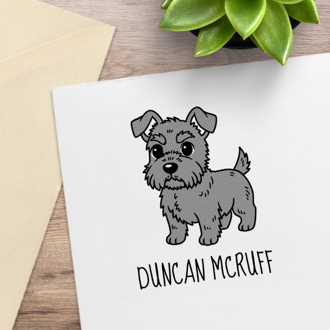 Cute Scottish Terrier Dog Custom Name Stämpel (Skapare uppladdad)