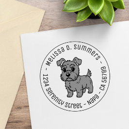 Cute Scottish Terrier Dog Round Address Stämpel