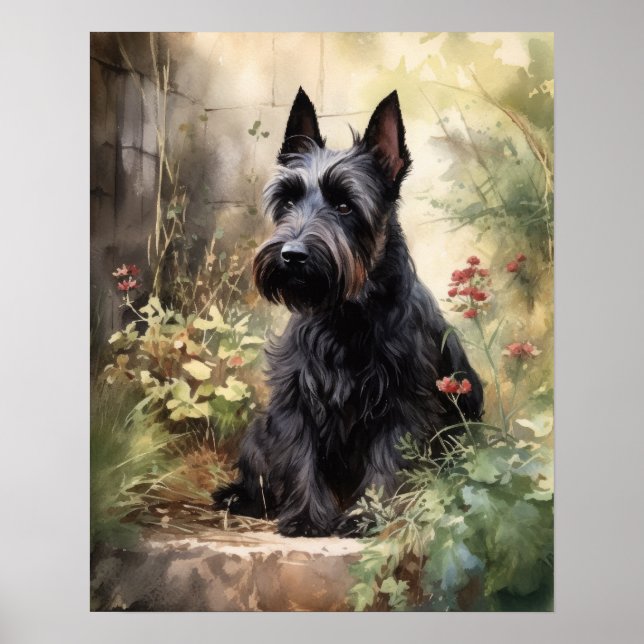 Cute Scottish Terrier Hund Art Print Poster (Framsidan)