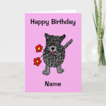 Cute Scribated Hund Rosa Tecknad Birthday