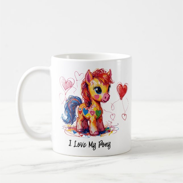 Cute Scribble Pony 1 Kaffemugg (Vänster)