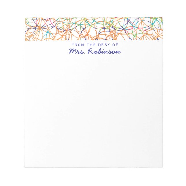 Cute Scribbles-lärare från skrivbordet Anteckningsblock (Framsida)