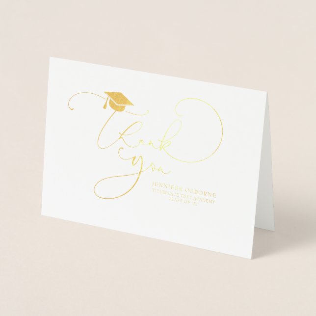 Cute Script Calligraphy Studenten Tack Folierat Kort (Framsida)