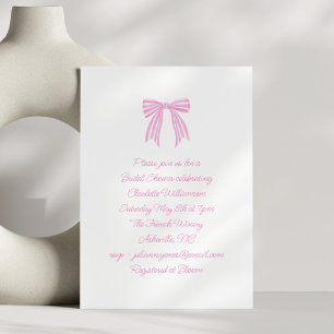Cute Script Coquette Bow Rosa Rand Möhippa Inbjudningar