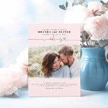 Cute Script Elegant Photo Overlay Rosa Bröllop Inbjudningar<br><div class="desc">Romantiska,  moderna och minimala fotoinbjudningar från bröllop</div>