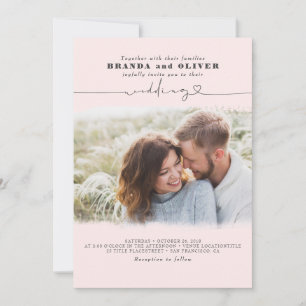Cute Script Elegant Photo Overlay Rosa Bröllop Inbjudningar
