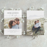 Cute Script Elegant Photo Overlay White Bröllop Inbjudningar<br><div class="desc">Romantiska,  moderna och minimala fotoinbjudningar från bröllop</div>