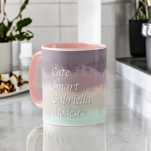 Cute script lila ombre teal typography rand mugg (Skapare uppladdad)