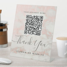 Cute Script Marble Pink Qr Code Contactless Pay