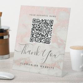 Cute Script Marble Pink Qr Code Contactless Pay