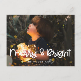 Cute script Merry och Bright Helgdag foto Vykort