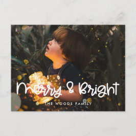 Cute script Merry och Bright Helgdag foto Vykort