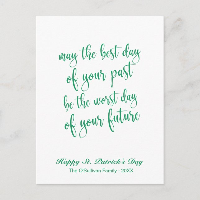 Cute Script Old Irish Bluting St. Patrick's Day Vykort (Framsida)