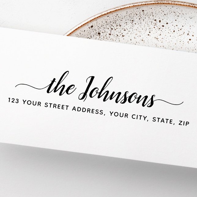 Cute Script-returadress-självlänkande frimärke Självfärgande Stämpel (Cute script return address self-inking stamp)