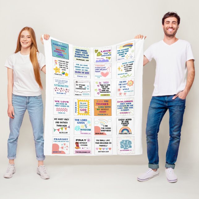 Cute scripting barnar minne bible verse fleecefilt (På plats)