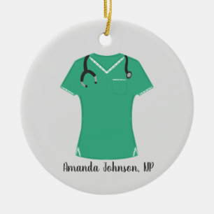 Cute Scrubs Nurse Julgransprydnad Keramik