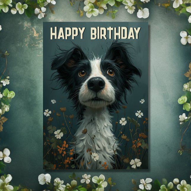 Cute SCruffy Hund och Shamrocks Irish Birthday Kort (Front - Cute Scruffy Dog and Shamrocks Irish Birthday Card)