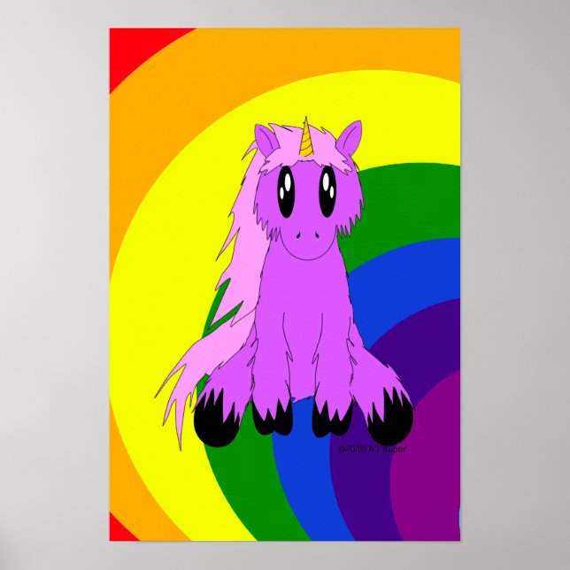 Cute SCruffy Unicorn Poster (Framsidan)