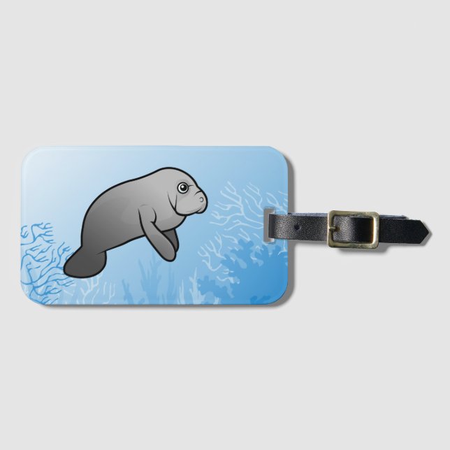 Cute Scubadworthy Manatee Bagagebricka (Framsida horisontal)