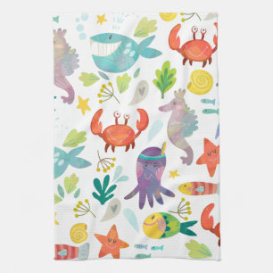 Cute Sea Animals Kökshandduk