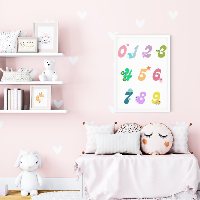 Cute Sea Animals Number Nursery Education Poster (Skapare uppladdad)