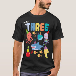 Cute Sea Animals Ocean Creatas Party 3rd Birthda T Shirt