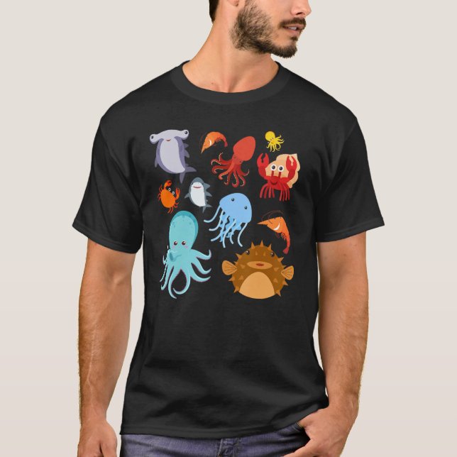 Cute Sea Animals Ocean Creatures Clownfish T Shirt (Framsida)