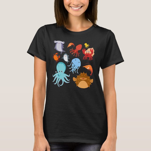 Cute Sea Animals Ocean Creatures Clownfish T Shirt (Framsida)