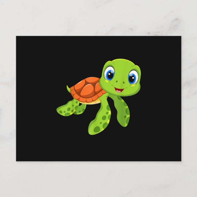 Cute Sea Baby Turtle Gift Meddelande Vykort (Framsida)