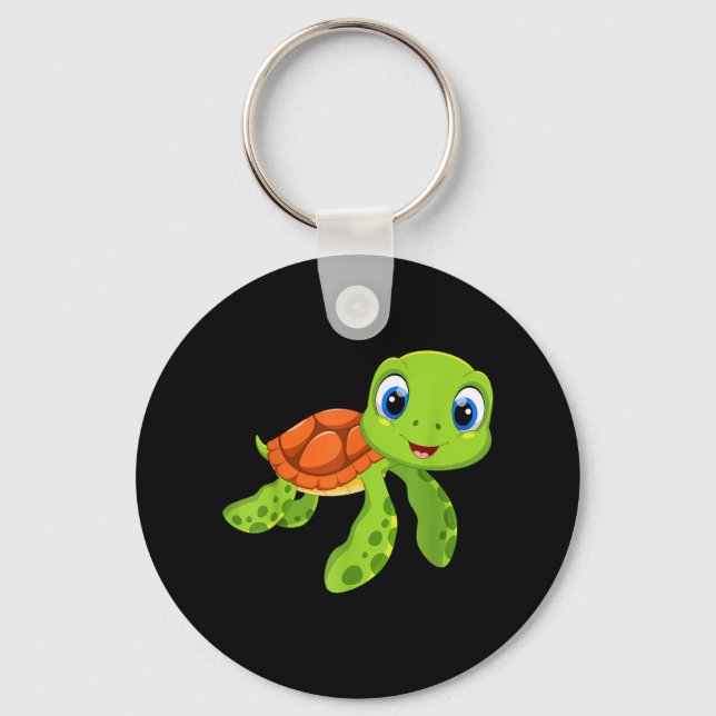 Cute Sea Baby Turtle Gift Nyckelring (Framsida)