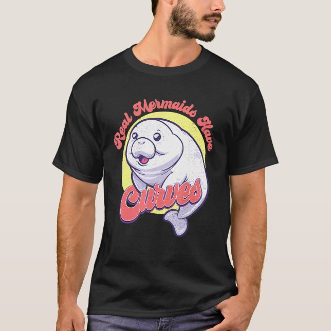 Cute Sea Cow Manatee Mammal Real Sjöjungfruar har  T Shirt (Framsida)