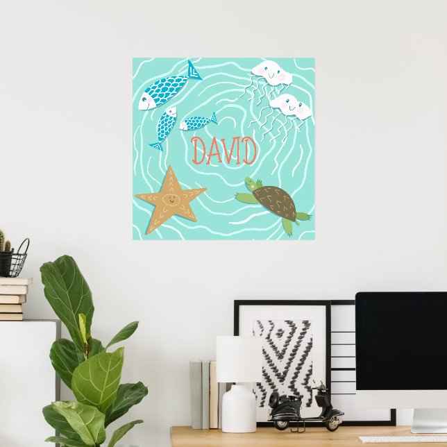 Cute Sea Creaters Personlig Wall Art Poster (Hemmakontoret)