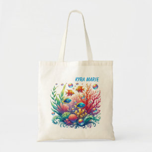 Cute Sea fish add namn strand Tygkasse