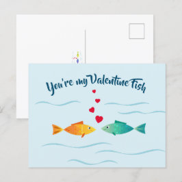 Cute sea fish i kärlek vykort