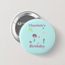 Cute sea life mermaid fishes name on blue