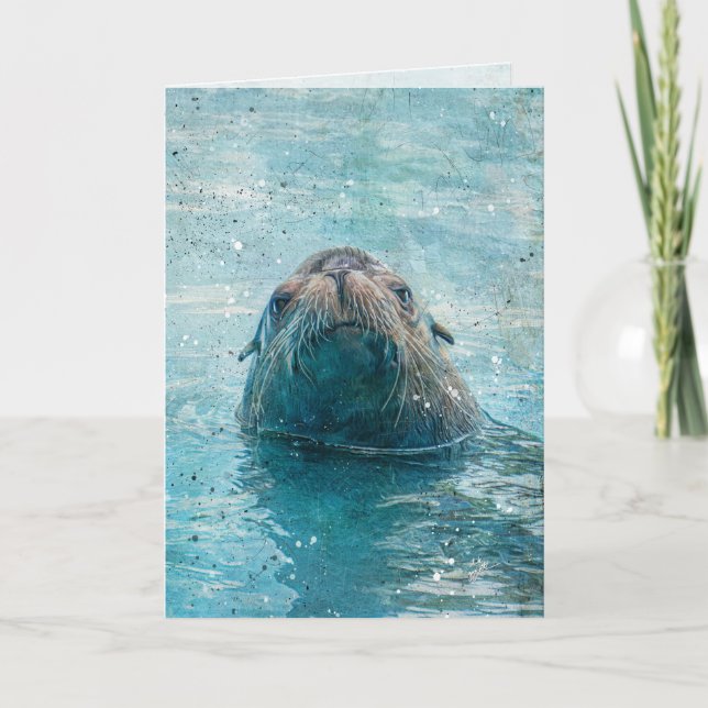 Cute Sea Lion Marine Mammal All Occasion Blank Helgkort (Framsida)