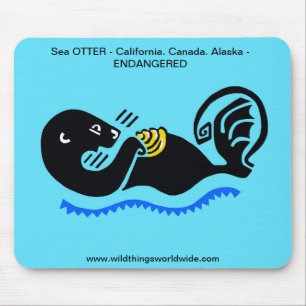 Cute Sea OTTER - Endangången djur - Blue MUSE PAD Musmatta