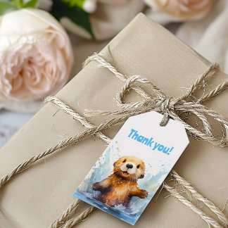 Cute Sea Otter i Personligen Vatten Tack Presentetikett