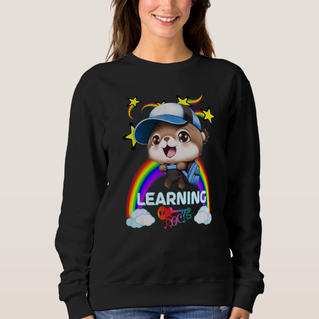 Cute Sea Otter-ryggsäck, basket Cap LEARNING STEN T Shirt (Framsida)